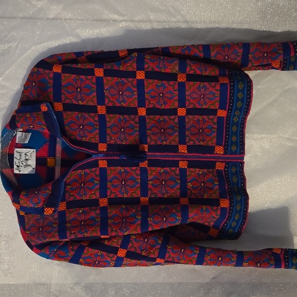 Michael Simon Multicolor Checkered Zippered Sweater. - Picture 1 of 6